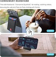 Vista 3 de KIHUWEY Cartera MagSafe con soporte magnético, de cuero seguro y desmontable, con función de atril RFID para iPhone 16/15/14/13/12 Pro Max Plus,