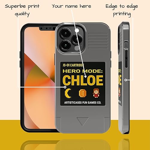 Miniatura 2 de Funda personalizada con cartucho de juego retro, funda con nombre de estilo clásico de los años 90, compatible con iPhone 17 Air, 16 Pro Max, 15