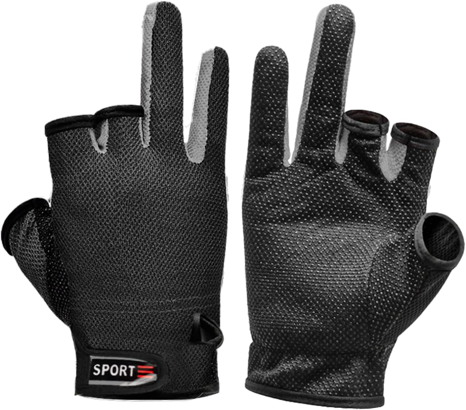 Klfoho 3 Cut Fingers Gloves, Anti-Slip Fishing Glove, Professional Finger Gloves Protector Unisex Elastic Band Glove for Outdoor Fishing, Cycling, Photography and Hunting