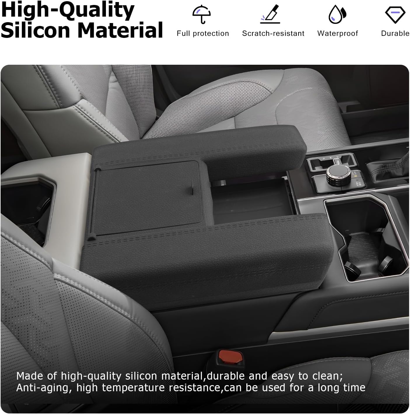 LUWU Center Console Cover Hidden Storage Box Compatible with 2022-2025 2026 Tundra (SR/SR5/Limited) Accessories Silicon Material Armrest Cover Center Console Hidden Organizer Box (2 in 1 Design)