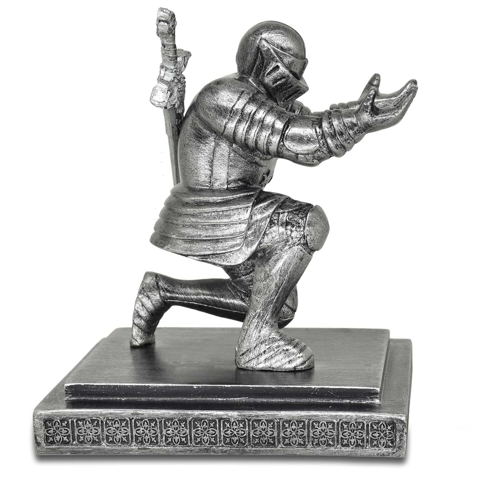 Miyolo Knight Pen Holder with a Sword Kneeling Medieval Soldier Pencil Stand Desk Organizers Fancy Cool Office Home Tabletop Decor for Men Father Husband: Bronze