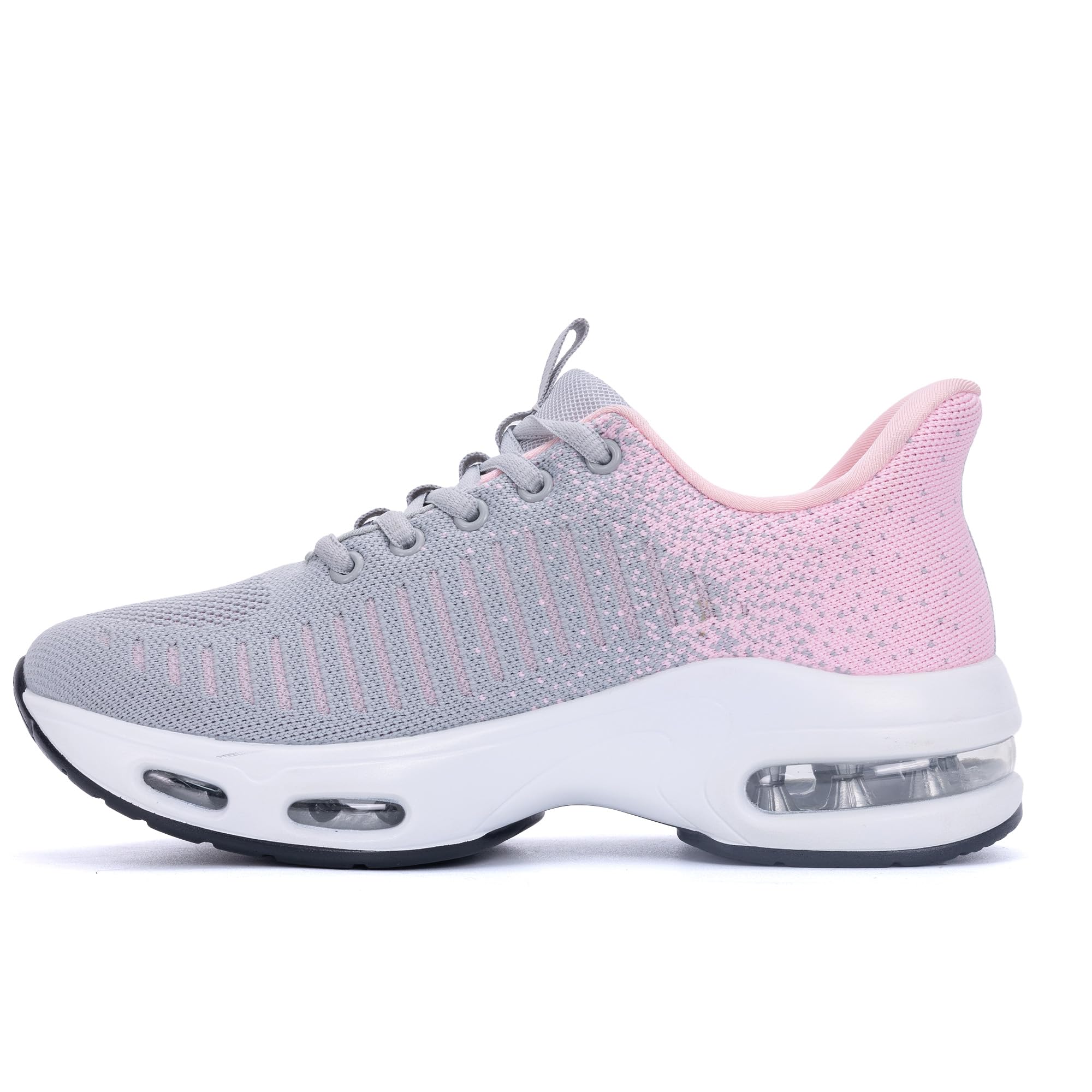 Women's Walking Shoes Slip On Tennis Sneakers Easy Put On Athletic Shoes for Ladies GreyPink US 10