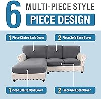 Vista 267 de H.VERSAILTEX 2025 New Sectional Couch Covers 8 Pieces Stretch Sofa Covers for Sectional Sofa Set Separate L Shaped Couch Cover for Both Left/Right