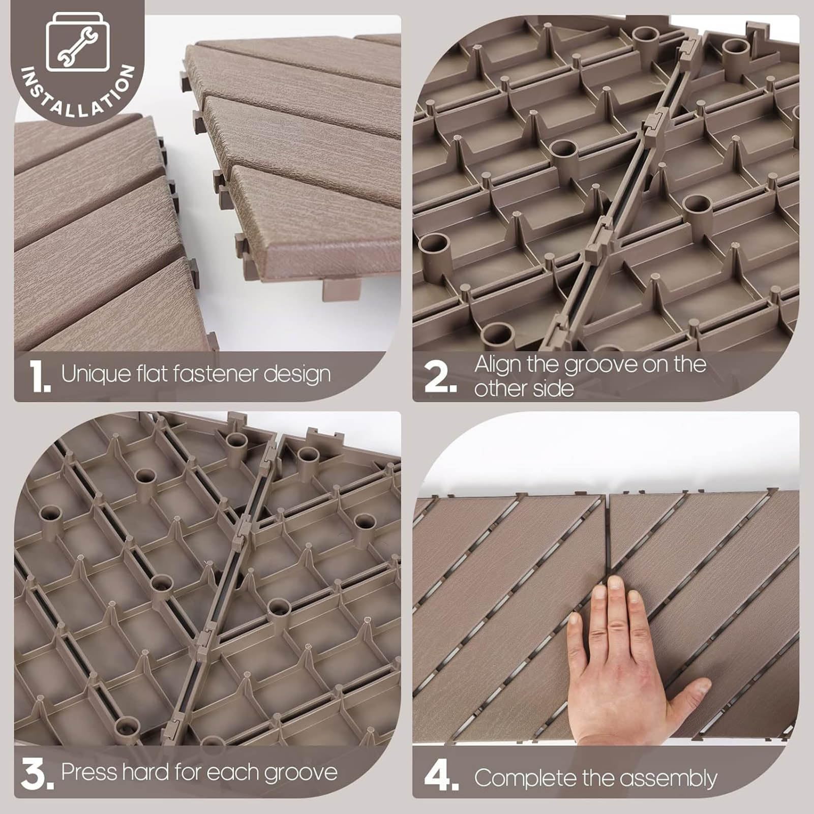 Baldosas de cubierta entrelazadas compuestas madera y plástico