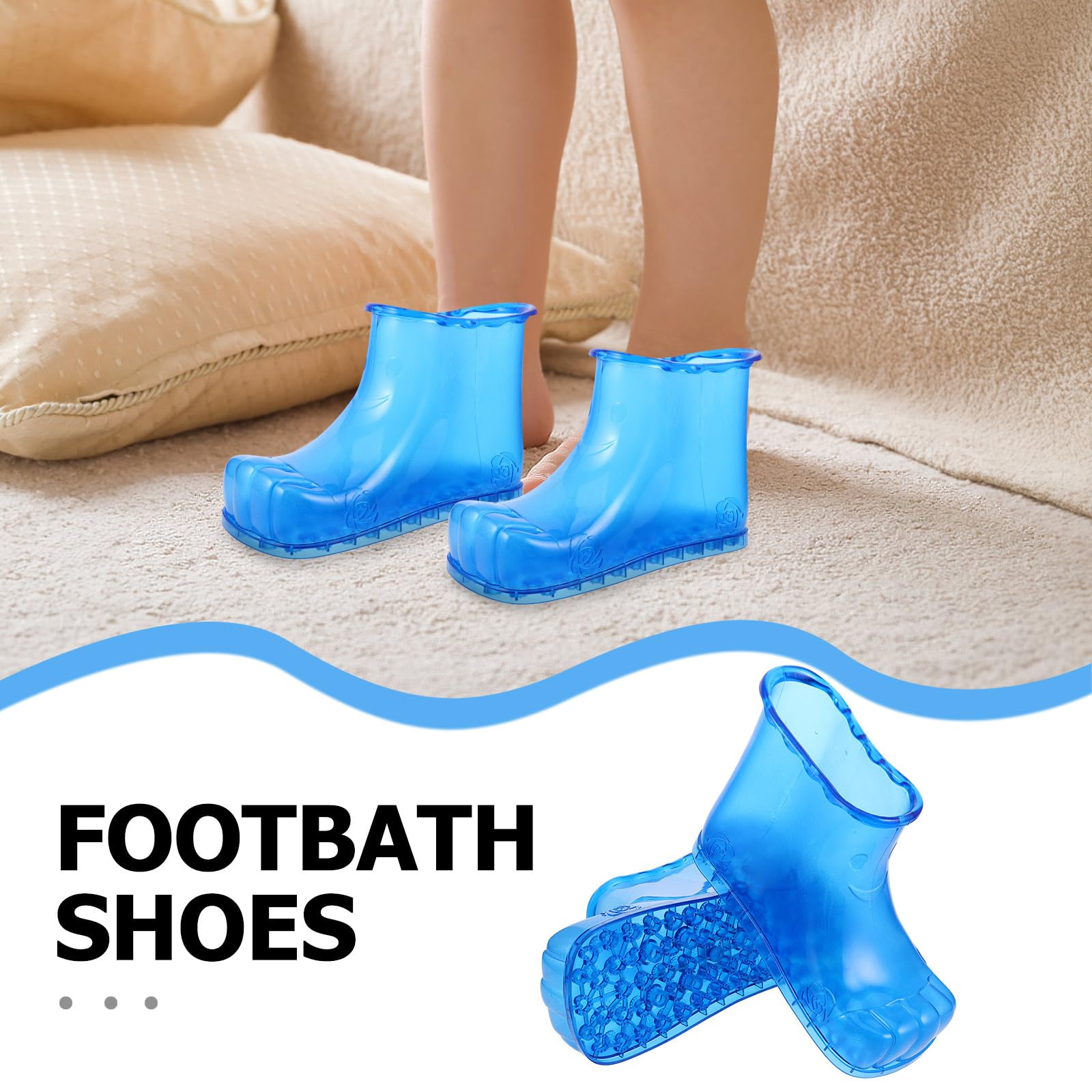 TOPBATHY Fußbad Schuhe aus Pvc Hochgeschnitten mit Massagefunktion Kompakter Fußbadeschuh für Damen und Herren Tragbar für Zuhause und Reisen