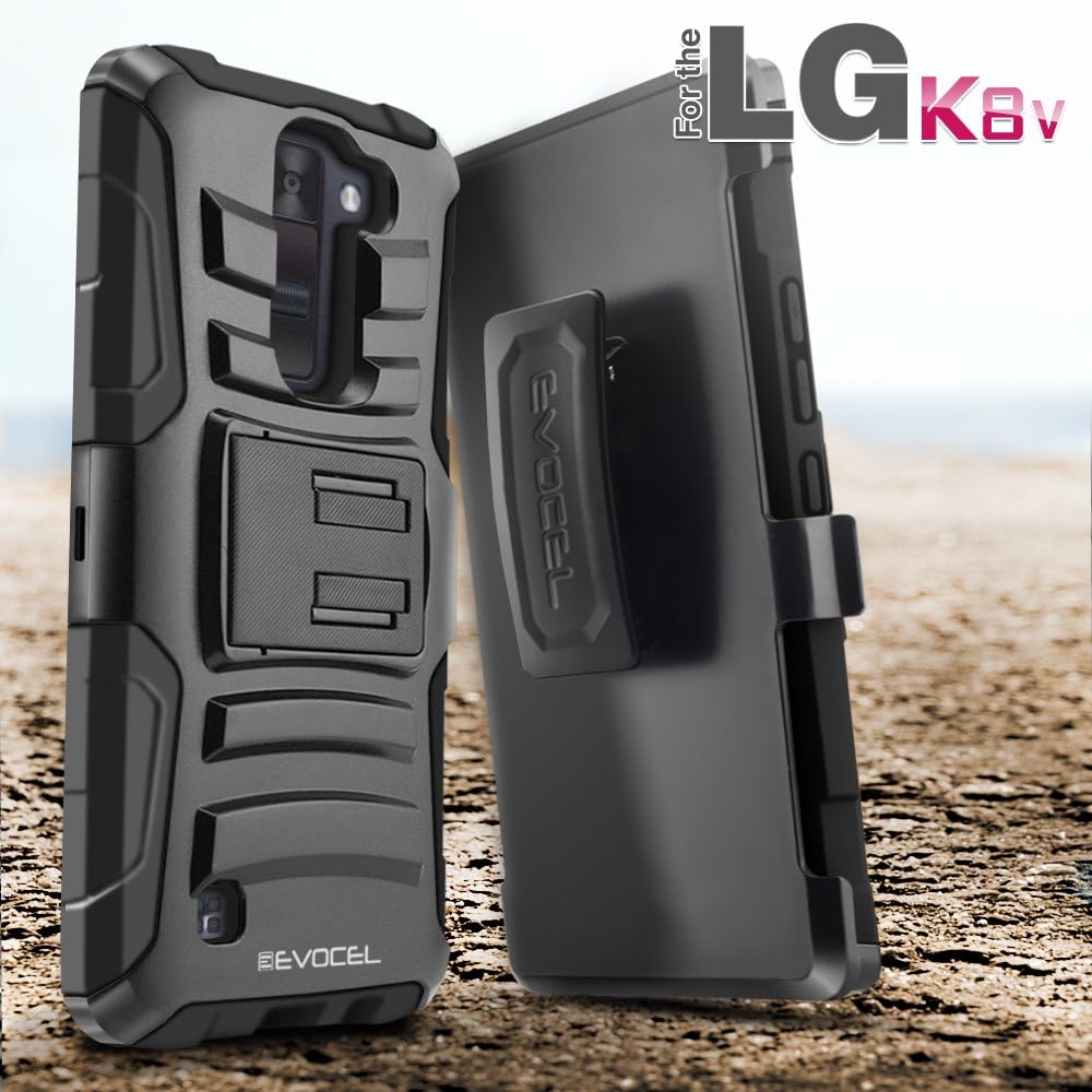 Evocel Generation Series Phone Case Compatible with LG K8V (VS500) with HD Screen Protector and Belt Clip Holster, Pink