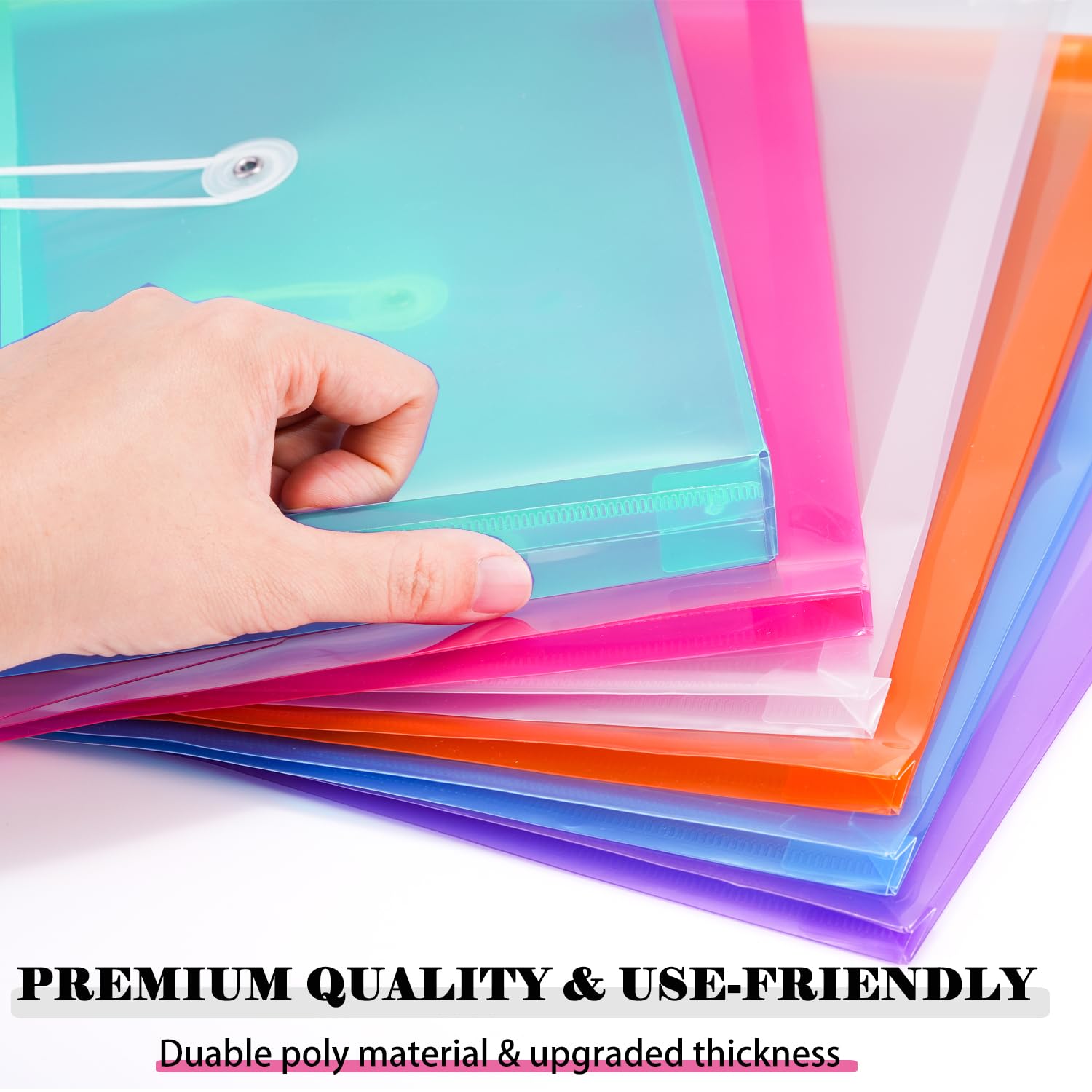 Buste in plastica formato A4, formato lettera, con chiusura a bottone e cordino, espansione da 3,8 cm, trasparenti, organizer per documenti a caricamento laterale, per casa, scuola e ufficio (28)