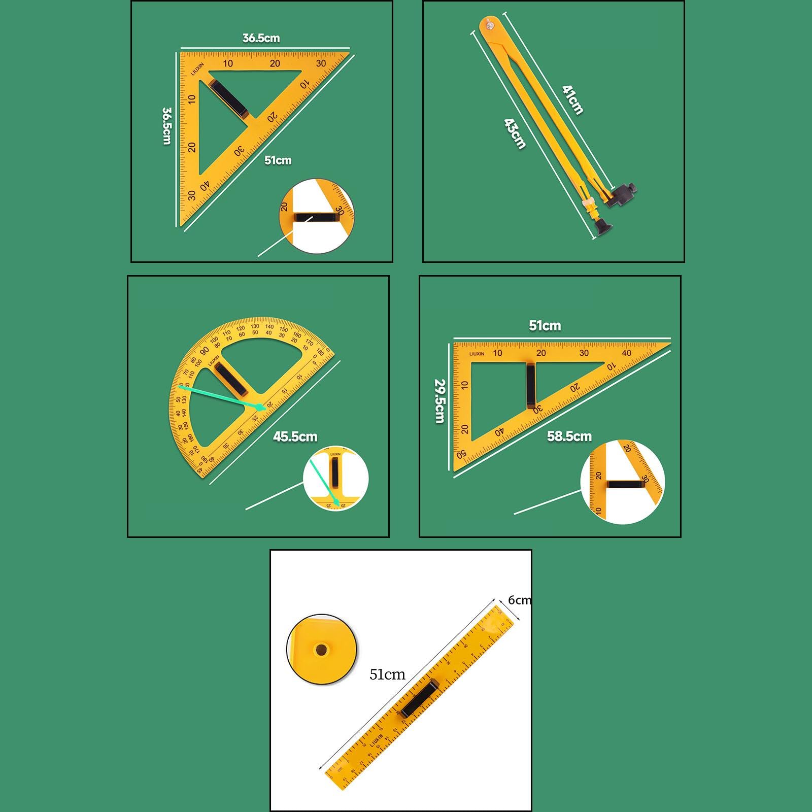 5 Stück Math Geometry Equipment Set mit Strapazierfähigem Geometriedreieck Winkelmesser Zeichenlineal Und Leichtem für Lehrer Klassenzimmer Sch, 5 Stück