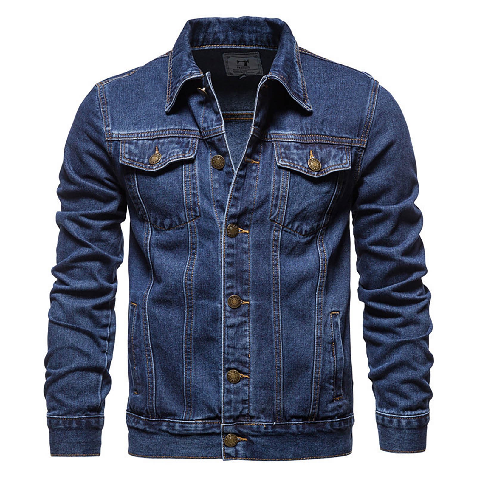 Veste en Jean Homme Blouson Jacket Homme Manches Longues Couleur Unie Grandes Tailles Coupe Vent Automne Et Hiver Manteau en Jean Homme Blouson en Jean Homme Classique Décontractée Pas Cher