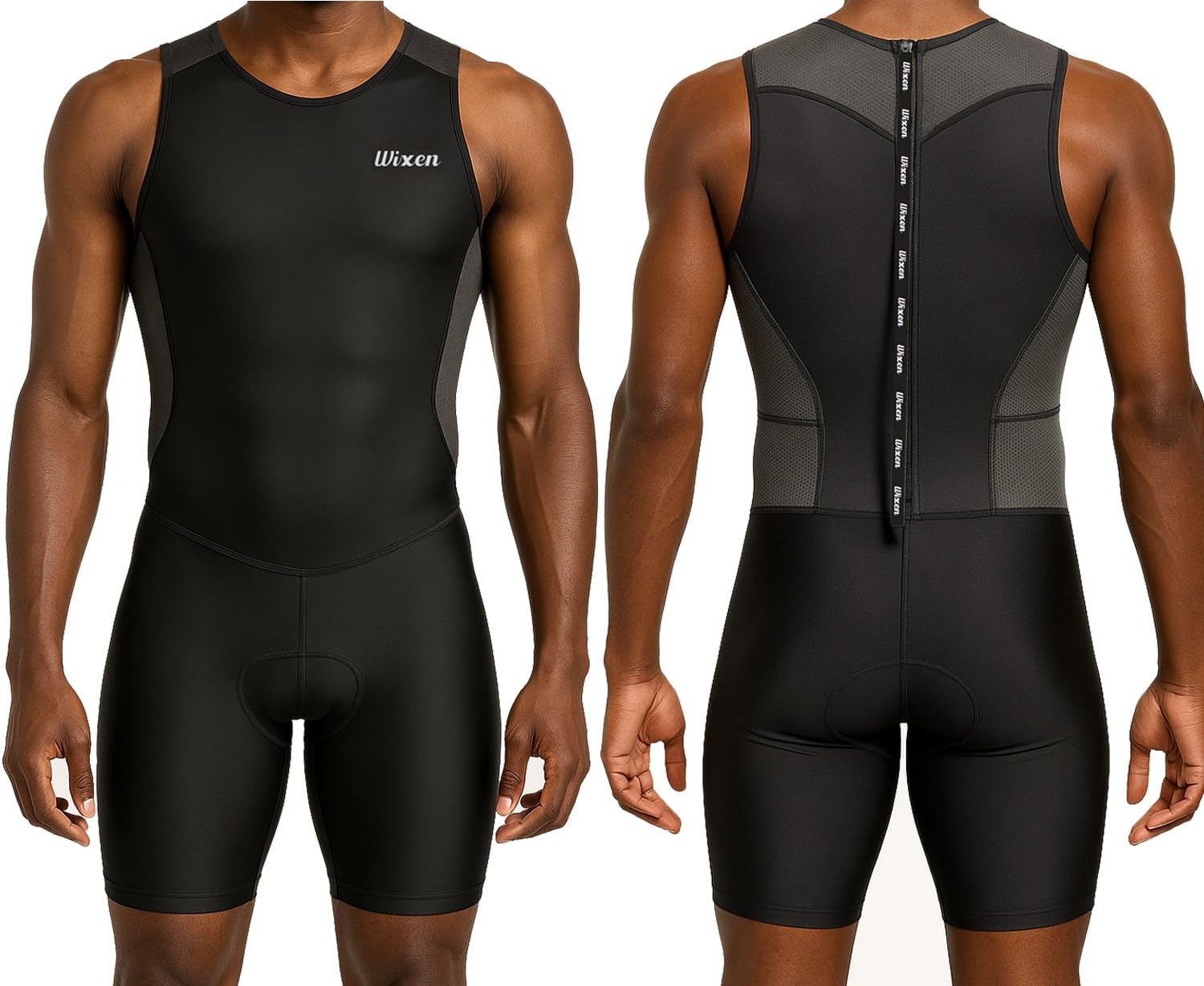 Wixen Men's Performance Triathlon Suit Sleeveless Tri Suit Padded Quick Dry Run Swim Bike
