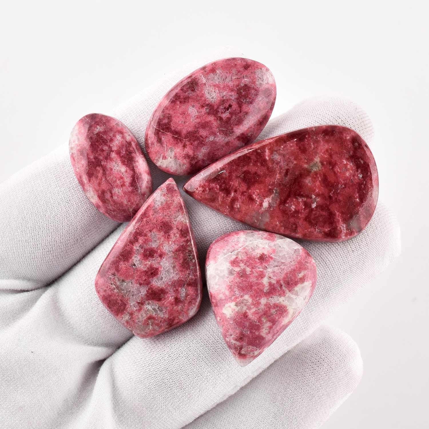 OdrillionGems 5pcs Natural Thulite Gemstone Cabochon for Jewelry Making image 2