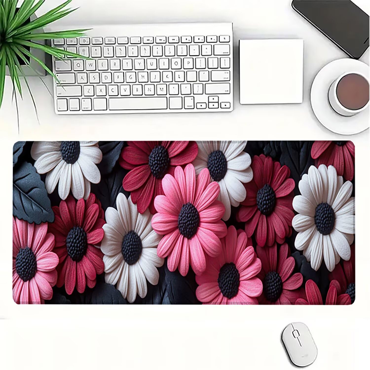 Podkładka pod mysz Lejnlnng XXL - 160x80cm - Flower Big Gamer Mouse Pad, fabryczna XL antypoślizgowa gumowa mata na biurko, wodoodporna podkładka pod mysz o wysokiej precyzji i szybkości baza JL-7460