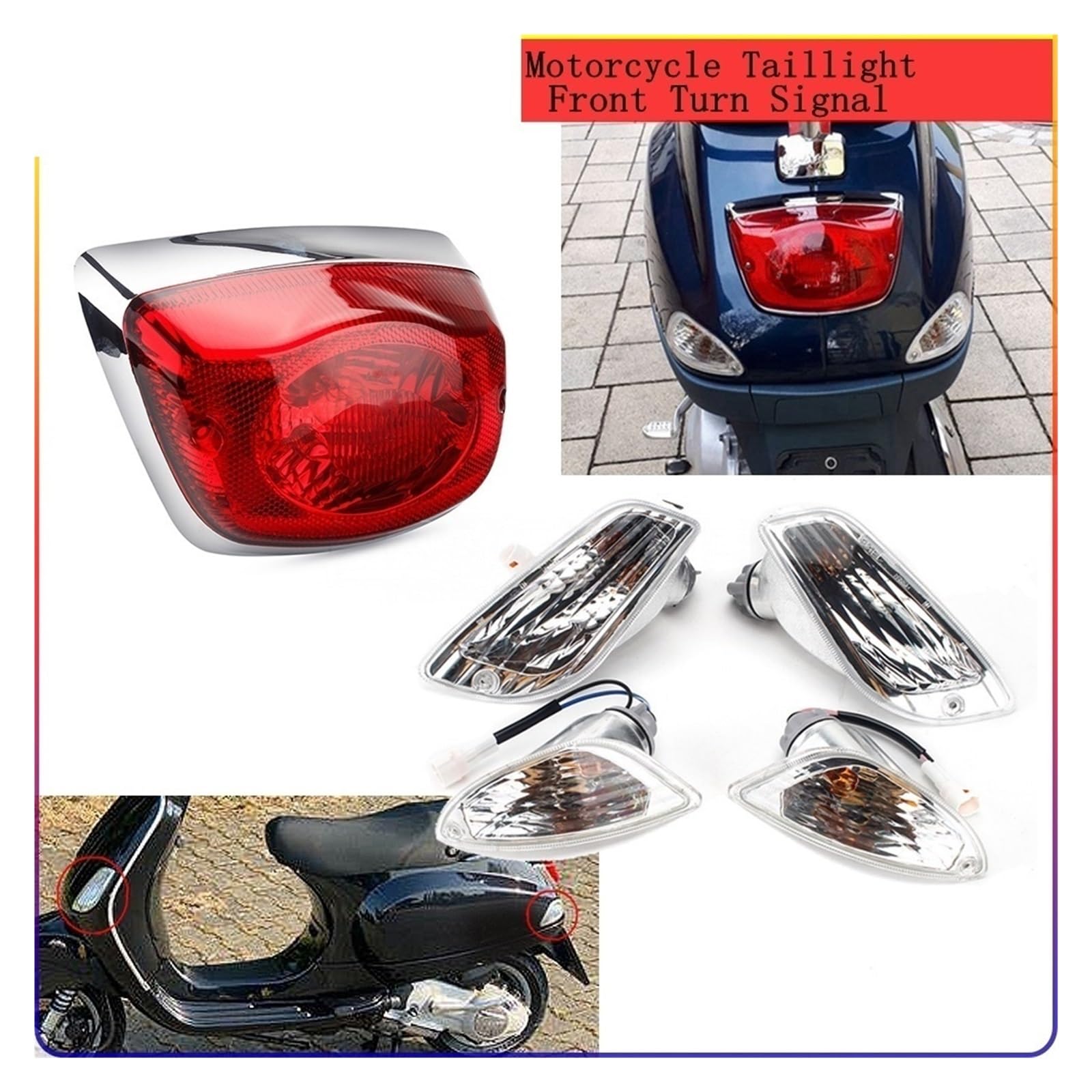 Luz Trasera para Scooter LX 50 125 150 S50 S125 S150 LXV, luz de señalización Delantera Trasera Intermitente luz indicadora Trasera para Motocicleta Lámpara traseras