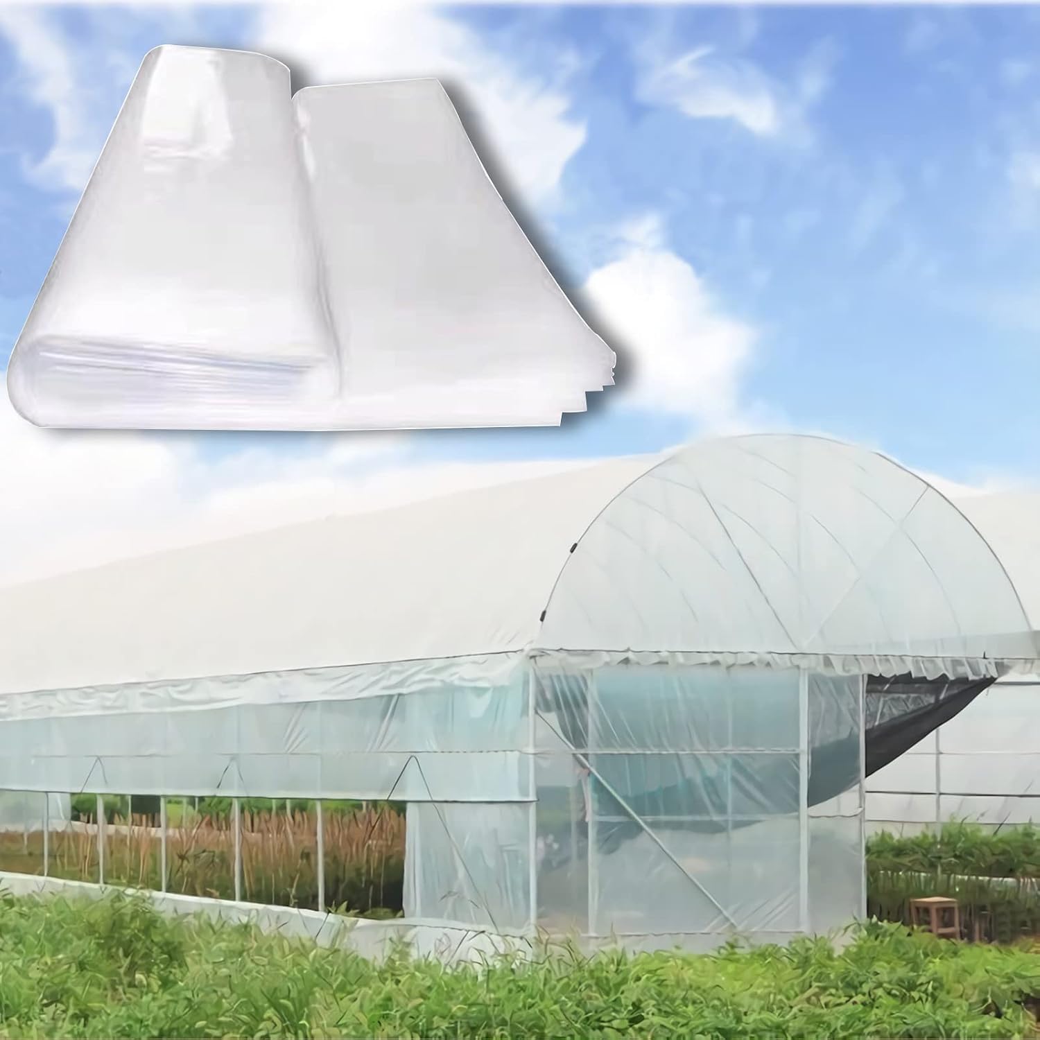 XAZLBIW 5x5m Heavy Duty Clear Polythene Sheeting - 120 Micron Waterproof Plastic Cover for Greenhouses Polytunnels Farming Painting & Dust Protection