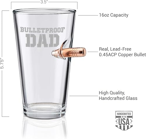 Miniatura 7 de BenShot Vaso de pinta para papá a prueba de balas con bala real de 0.50BMG, 16 onzas, fabricado en los Estados Unidos