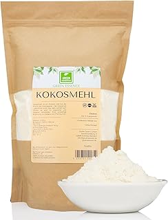 Kokosmehl 1kg von der Grünen Essenz - hochwertiges Kokosnussmehl für eine kohlenhydratarme und gesunde Ernährung laktosefrei - vegan