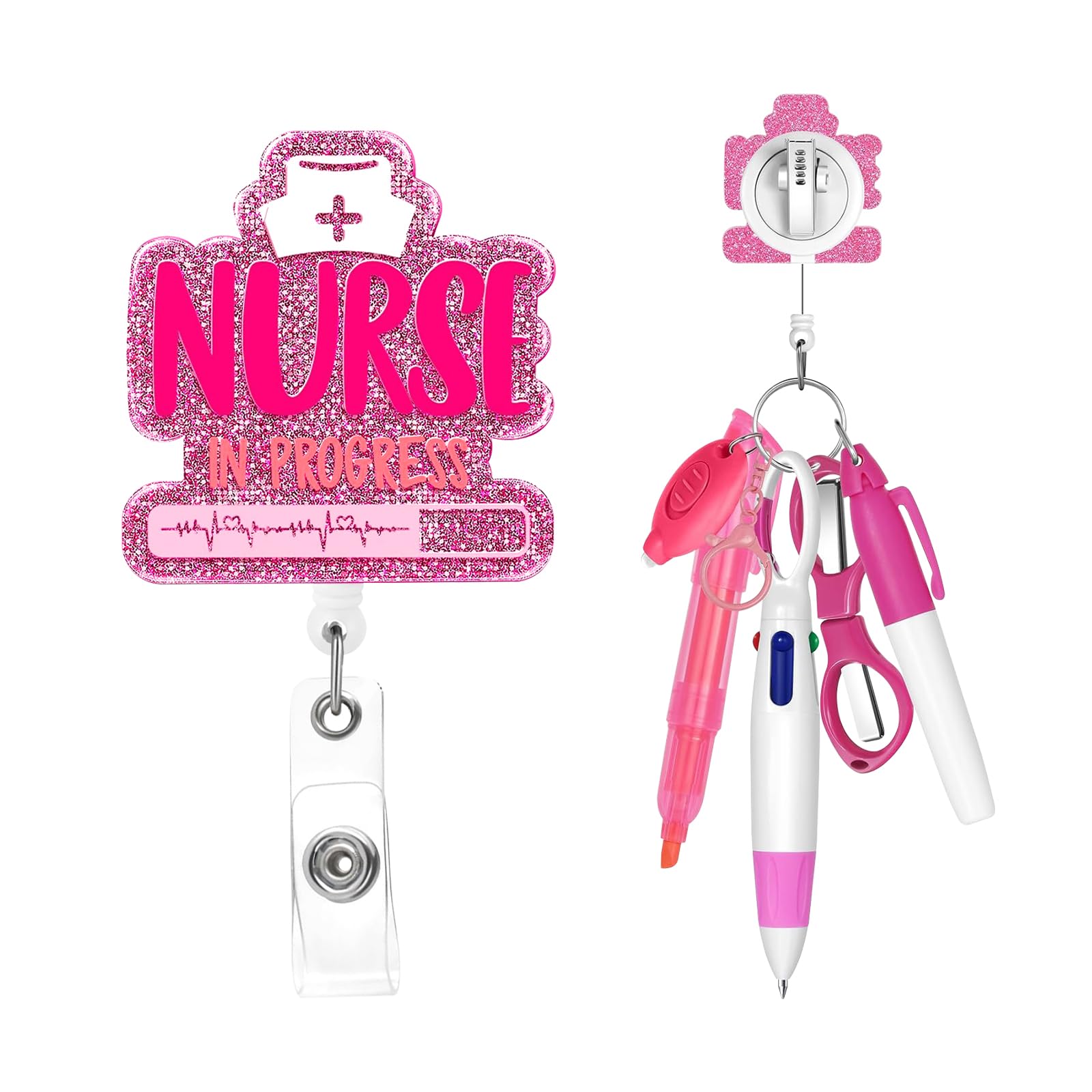 6-in-1 Nurse Pen Set with Badge Reel, LED Light, Scissors & Marker - All-in-One Nursing Accessories for Medical Staff, Students & Healthcare Workers