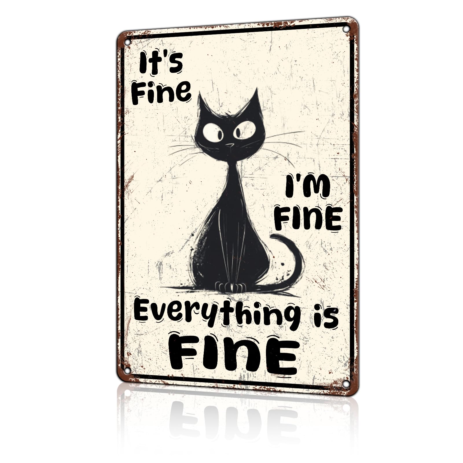 Anceky I'm Fine Everything is Fine Signs Retro Tin Sign Vintage Aluminum Sign Wall Decor for Bedroom Man Cave Bar Cafe Home Club 12×8 Inch