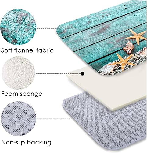 Miniatura 3 de Alfombras de baño de espuma de esponja absorbente suave para baño y cocina (30 x 18 pulgadas), tapete de franela antideslizante brillante impresión