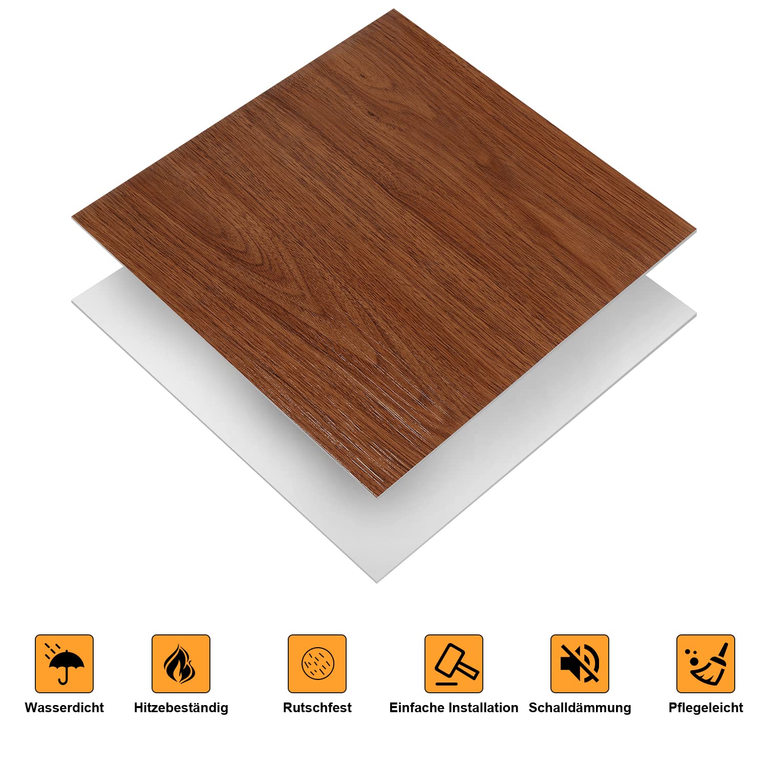 Jopassy Wykładzina podłogowa z PCW, samoprzylepna, winylowa, ok. 4 m², 44 płytki, antypoślizgowa, wodoodporna, 30 x 30 cm, laminat, deski winylowe, do ogrzewania podłogowego, kolor drewna, rysunek