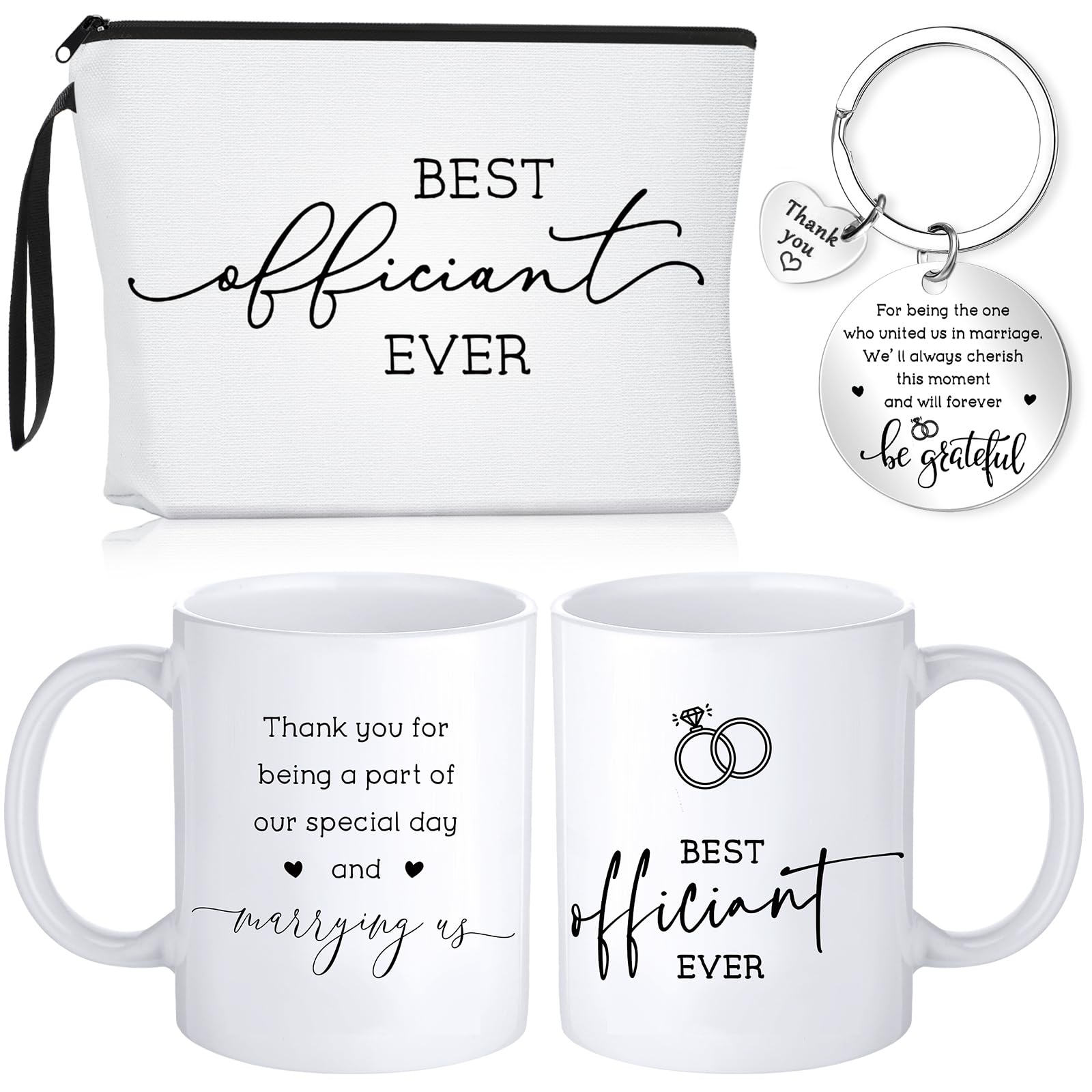Havawish 3 Pcs Wedding Best Officiant Ever Gift Funny Officiant Proposal Gifts Include Makeup Bag, 11 oz Coffee Mug, Appreciation Keychain for Wedding Party Bridal Shower Bride Groom Thank You Present