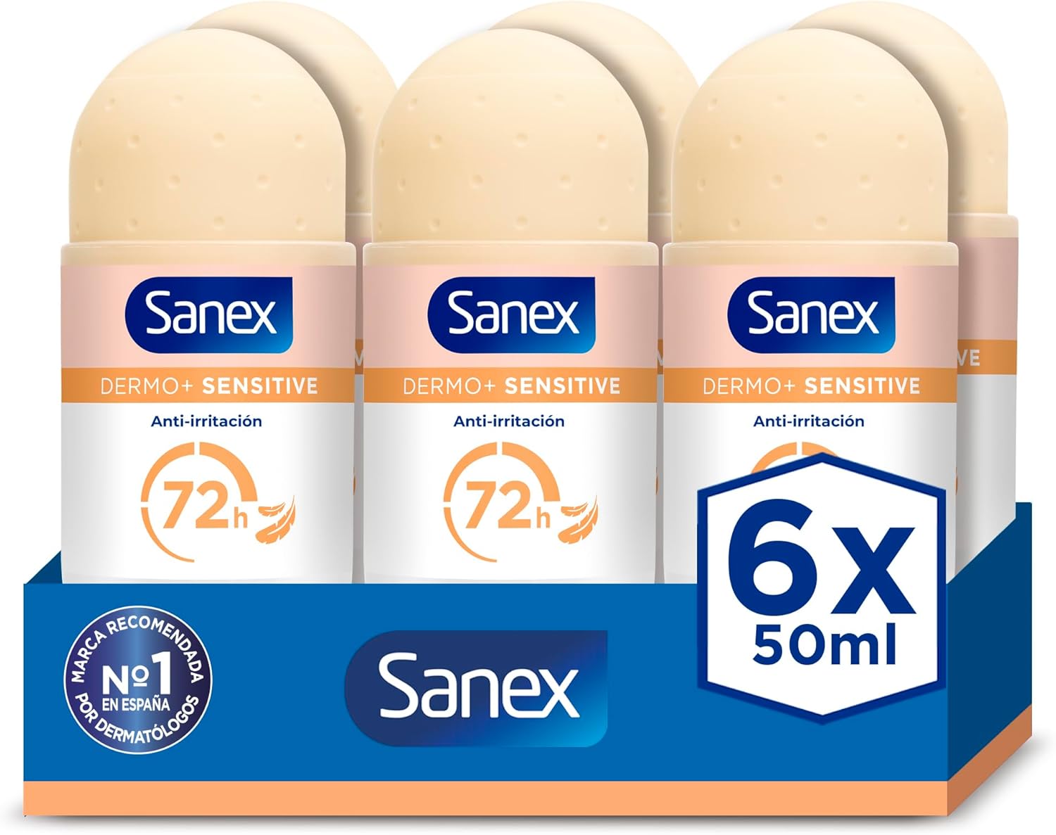 6 desodorantes Sanex Dermo+ Sensitive 72h por 6,23€ (en compra recurrente)
