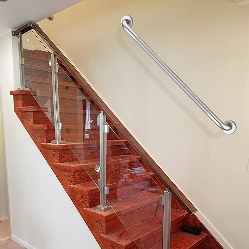 Miniatura 7 de Barra de agarre de ducha de níquel cepillado con agarre moleteado antideslizante de 36 pulgadas, barras de agarre de baño de acero inoxidable, barra