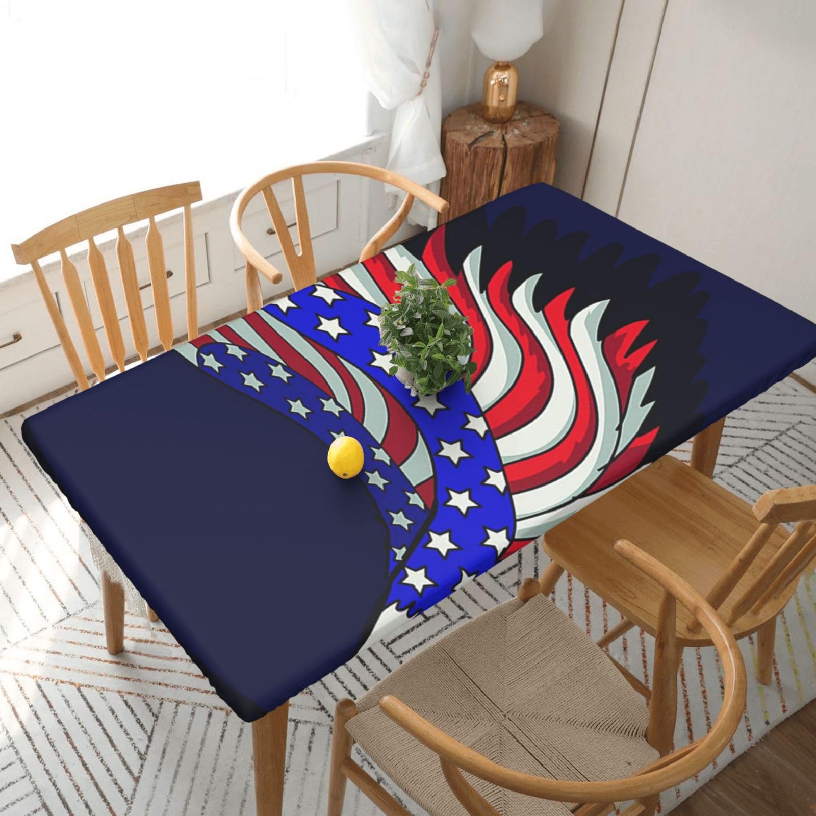 BNVSADC Patriotic Eagle Printed 5FT Tablecloth Polyester Kitchen Water Resistant Table Cloth Dining Table Decoration Table Covers, 152x76 CM