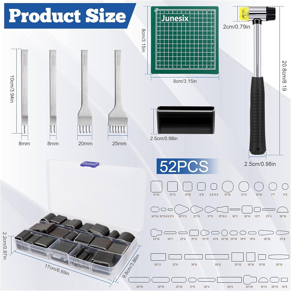 Amazon.com: 58‑Piece Leather Hole Punch Kit – Includes 52 Shape