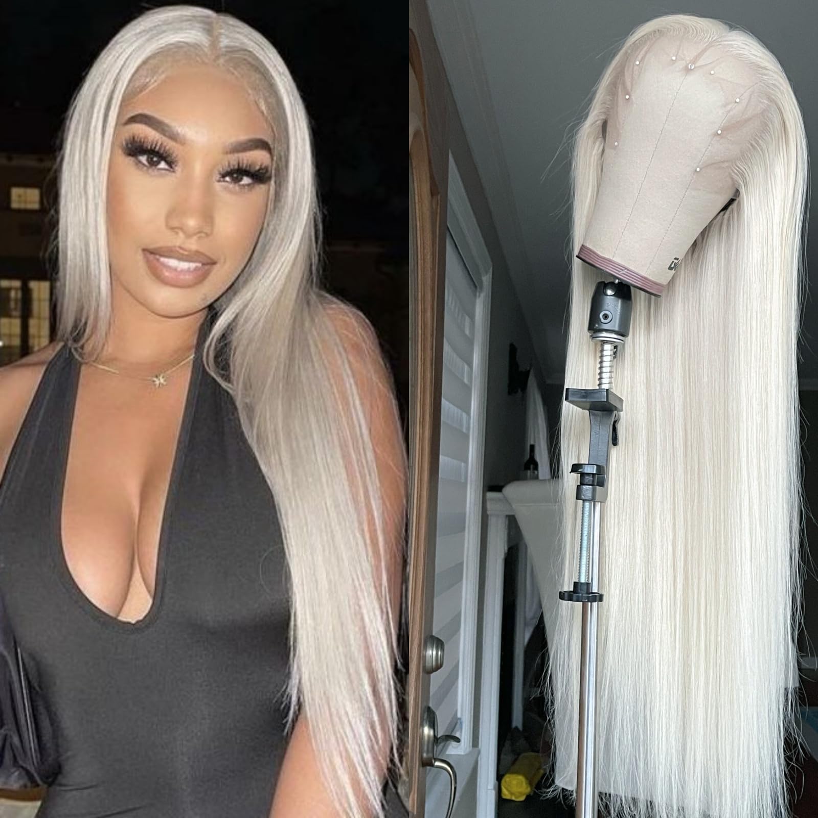 Sapphirewigs Straight Wig For Women Ombre Blonde 13x3 Lace Front Wigs Free Part Synthetic Hair Party Christmas 150% Density Heat Resistant 26inch