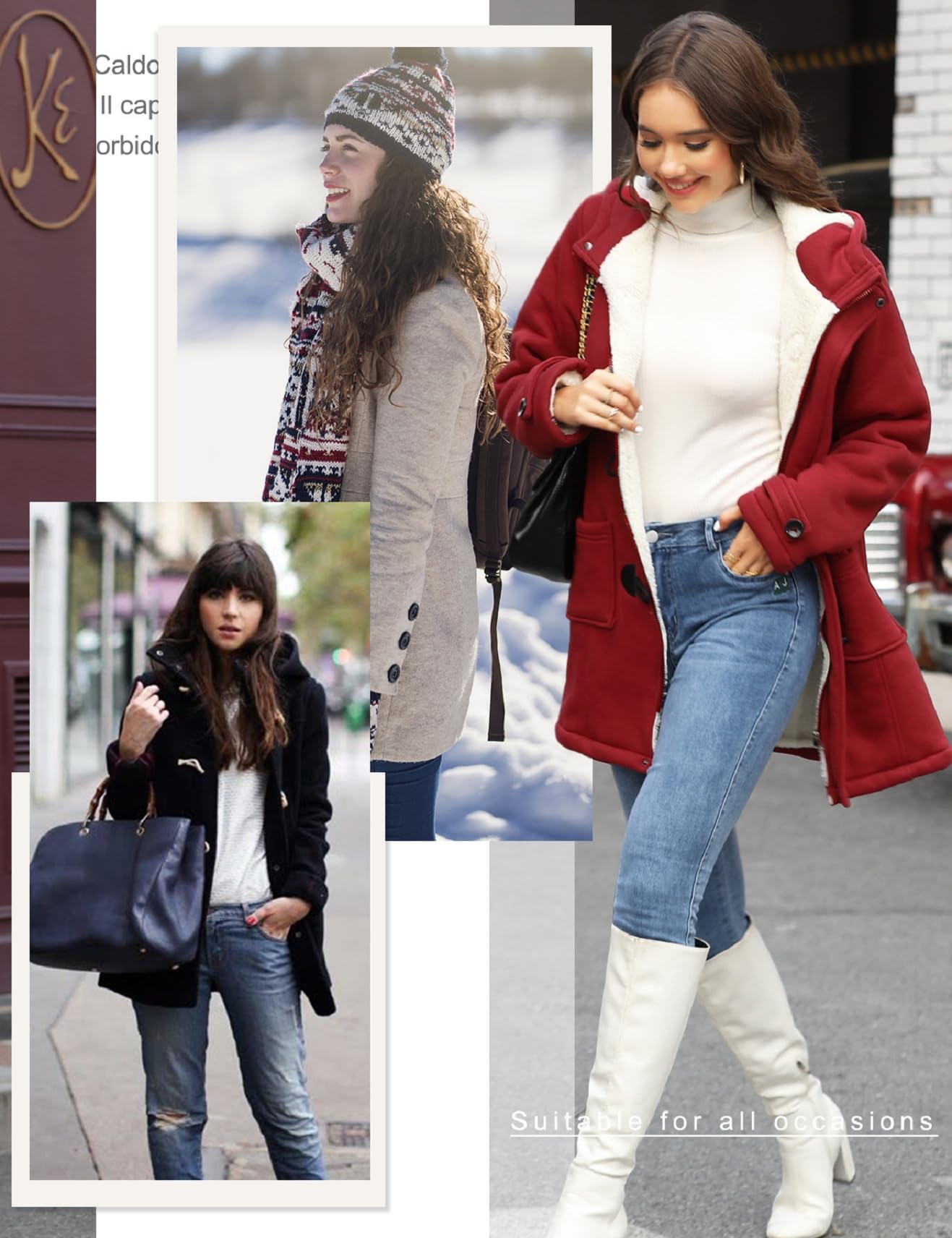 HEEKPEK Cappotti foderati in sherpa da donna, invernali, caldi, alla moda, con bottoni in corno, in pile, giacche casual con cappuccio a maniche lunghe