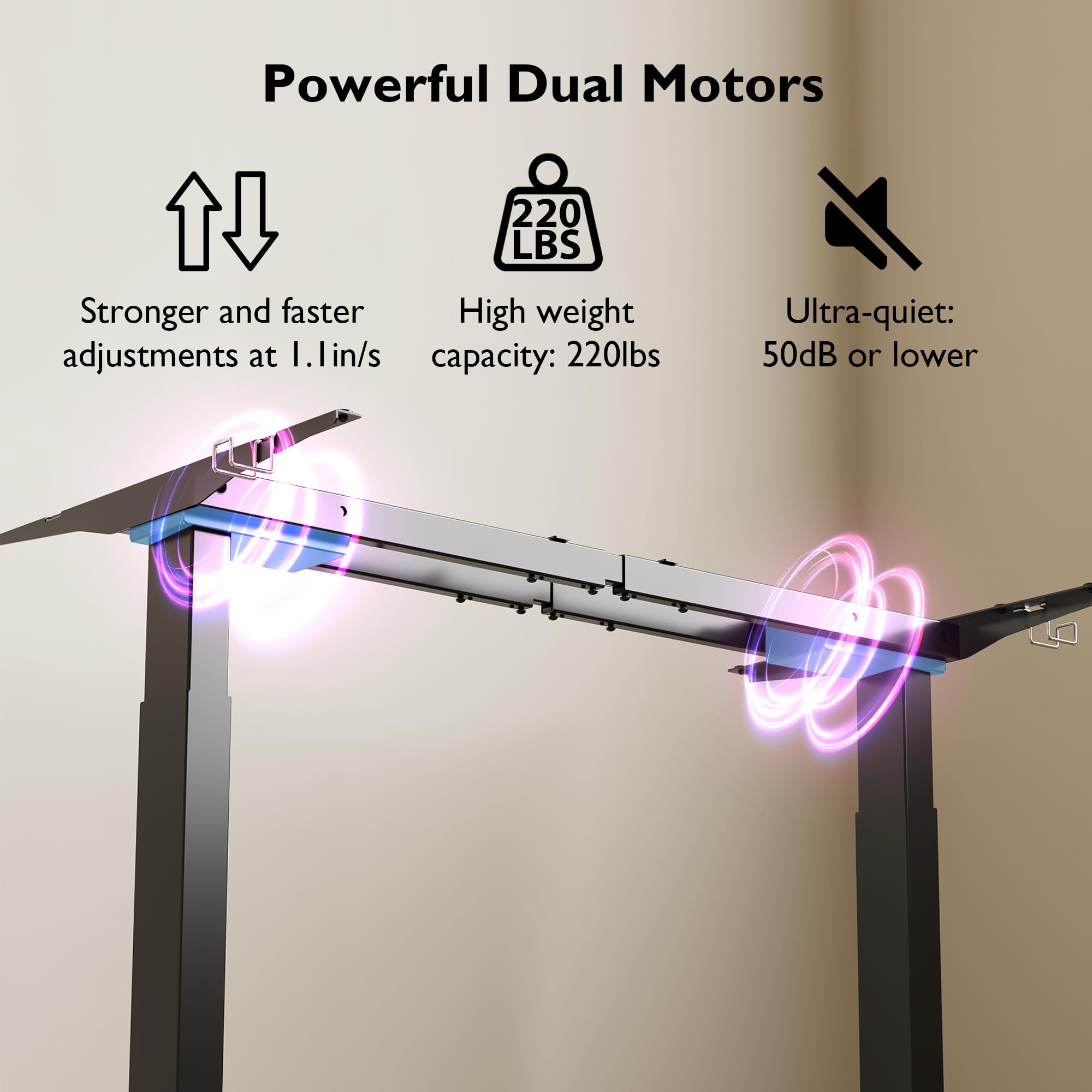 BONTEC Electric Standing Desk Frame Height Adjustable Sit Stand Desk Base Ergonomic Dual Motor — view 2