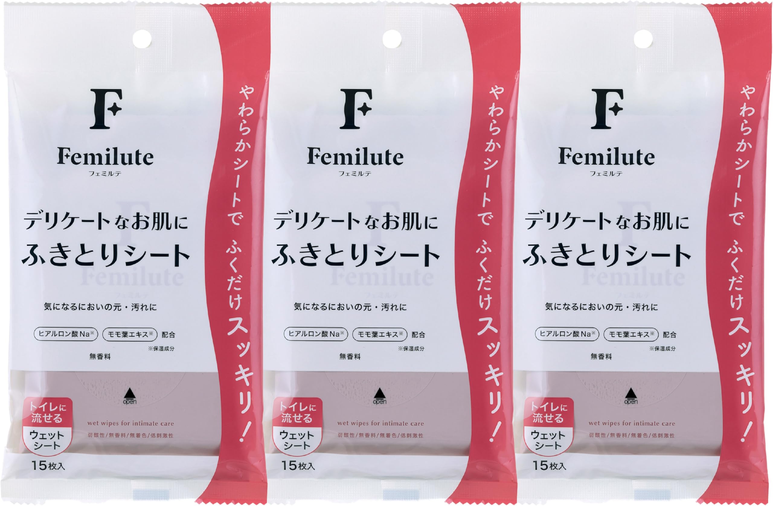 Amazon | フェミルテ デリケート ふきとりシート (15枚×3個 / 無香料