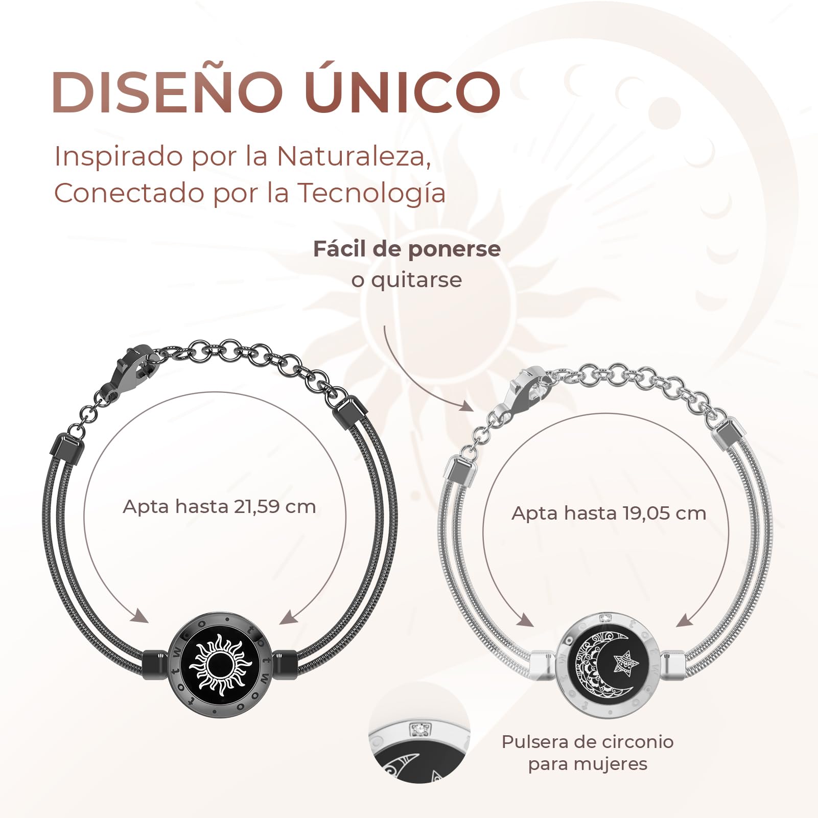 TOTWOO Pulseras de Pareja con Vibración, Iluminación y Toque a Distancia, Emparejamiento Bluetooth Uno a Uno por App, Regalo Romántico para Parejas a Distancia, Acero Inoxidable 316
