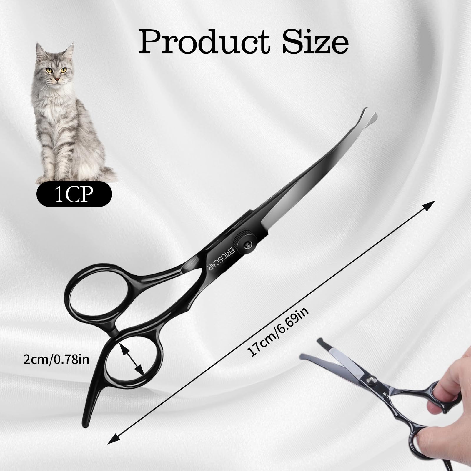 Pet Grooming Scissors, Curved Dog Grooming Scissors with Safety Round Tip - Image 2