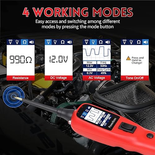 Miniatura 2 de Autel PowerScan PS100 Probador de circuito, kit universal de sonda de circuito de alimentación automotriz de 12 V 24 V con cable de extensión de 20