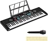 61 Keys Digital Piano Portable Electric Keyboard Piano with Music Stand, Microphone, and Stickers for Beginners Adults