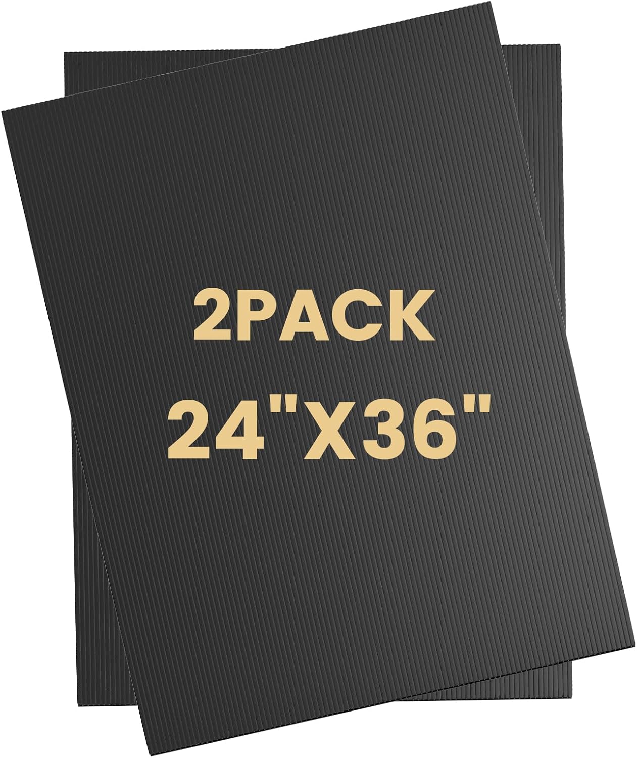 2 Pack Corrugated Plastic Board for Indoor and Outdoor Use, 4 Mm Thick Poster Board, 24x36 Inches, Black Plastic Sheets, Waterproof Coroplast Sheets and Blank Yard Signs
