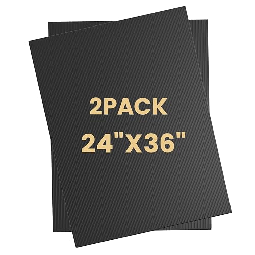 Corrugated Plastic Sheet for Indoor and Outdoor Use,Black-2 Packs | 4 Mm Thick Poster Board, 24x36 Inches - Plastic Board Sheets - Waterproof Coroplast Sheets and Lightweight Blank - 24"x36"-2 Packs Black