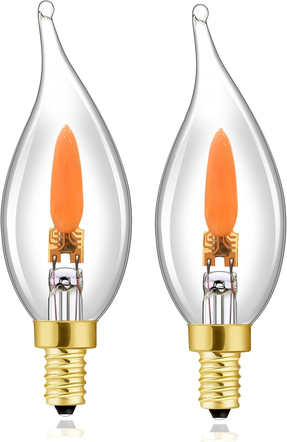 XININSUN Flickering Flame Light Bulbs, E26 Flickering Candle Light Bulbs, Candelabra Flickering Fire Light Bulb for Halloween Christmas Party,1W,100LM,2Pack