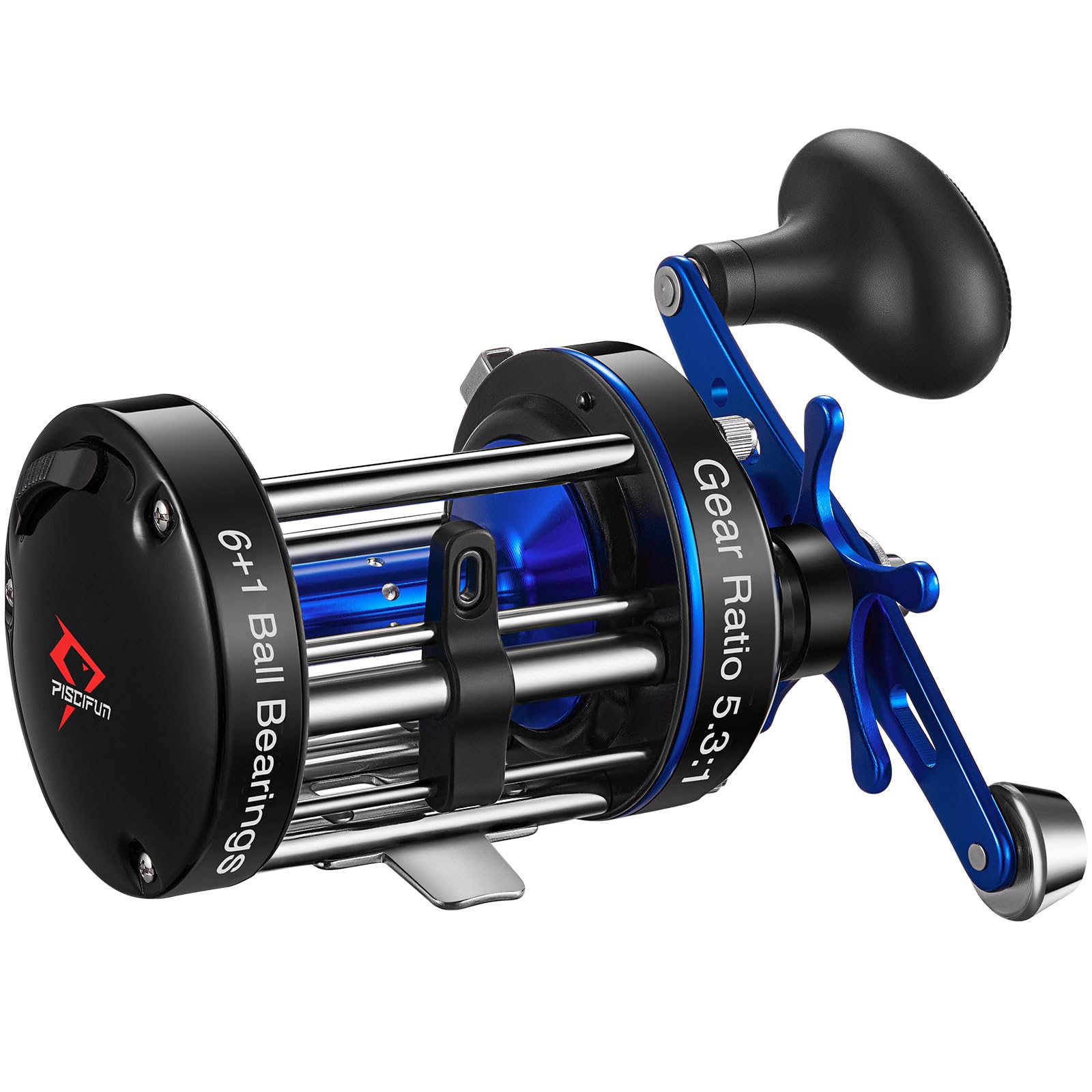 Piscifun Chaos XS Baitcasting Fishing Reel, Reinforced Metal Body Round Baitcaster Reel, Smooth Powerful Saltwater Inshore Surf Trolling Reel, Conventional Reel for Catfish, Musky, Bass, Pike