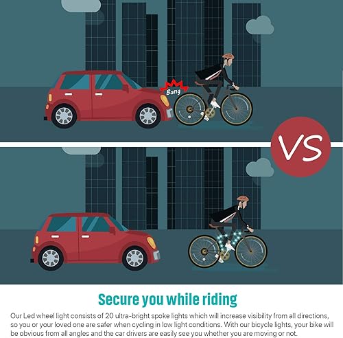 Miniatura 7 de Waybelive Luces LED para marco de bicicleta, luz LED con control remoto, 16 colores que cambian por ti mismo, impermeable, súper brillante para