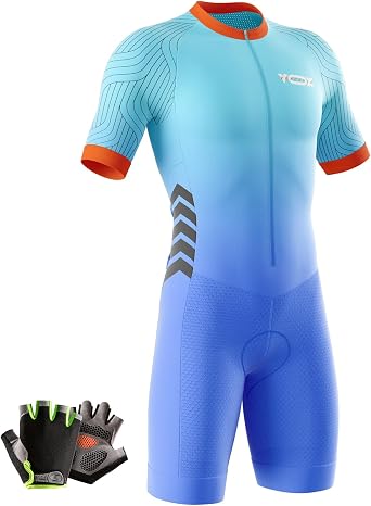 Mens Cycling Skinsuit,Triathlon Suit Men,Trisuit for Swimming, Cycling, Running, Duathlon