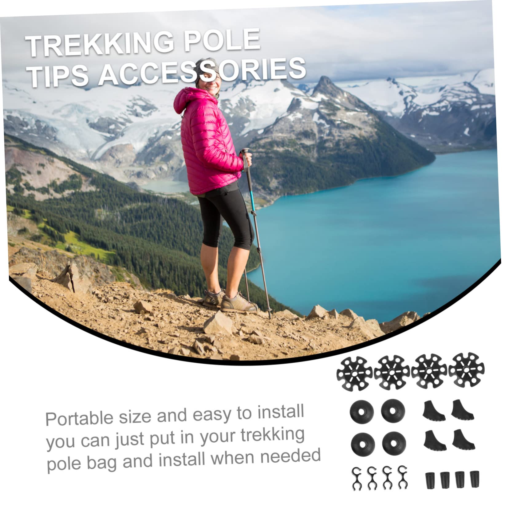 Supvox Wanders Töcke Zubehör Stangen Gehstöcke Wanderstock Gehstock Wanderstöcke Wanderausrüstung Trekkingstöcke Zubehör Kletterzubehör Polspitzenschutz Plastik Black