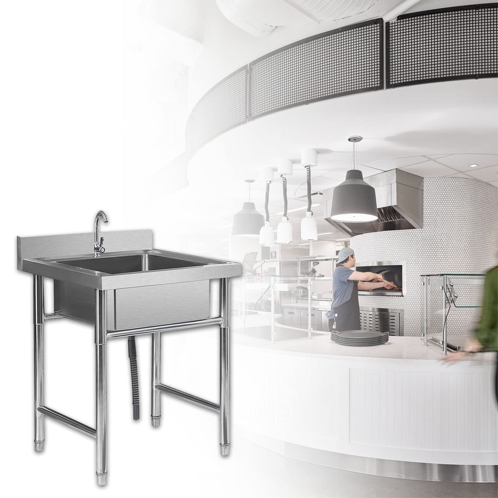 ZQFHSX Stainless Steel Prep & Utility Sink - Compartment Commercial Kitchen for Restaurant, and Home