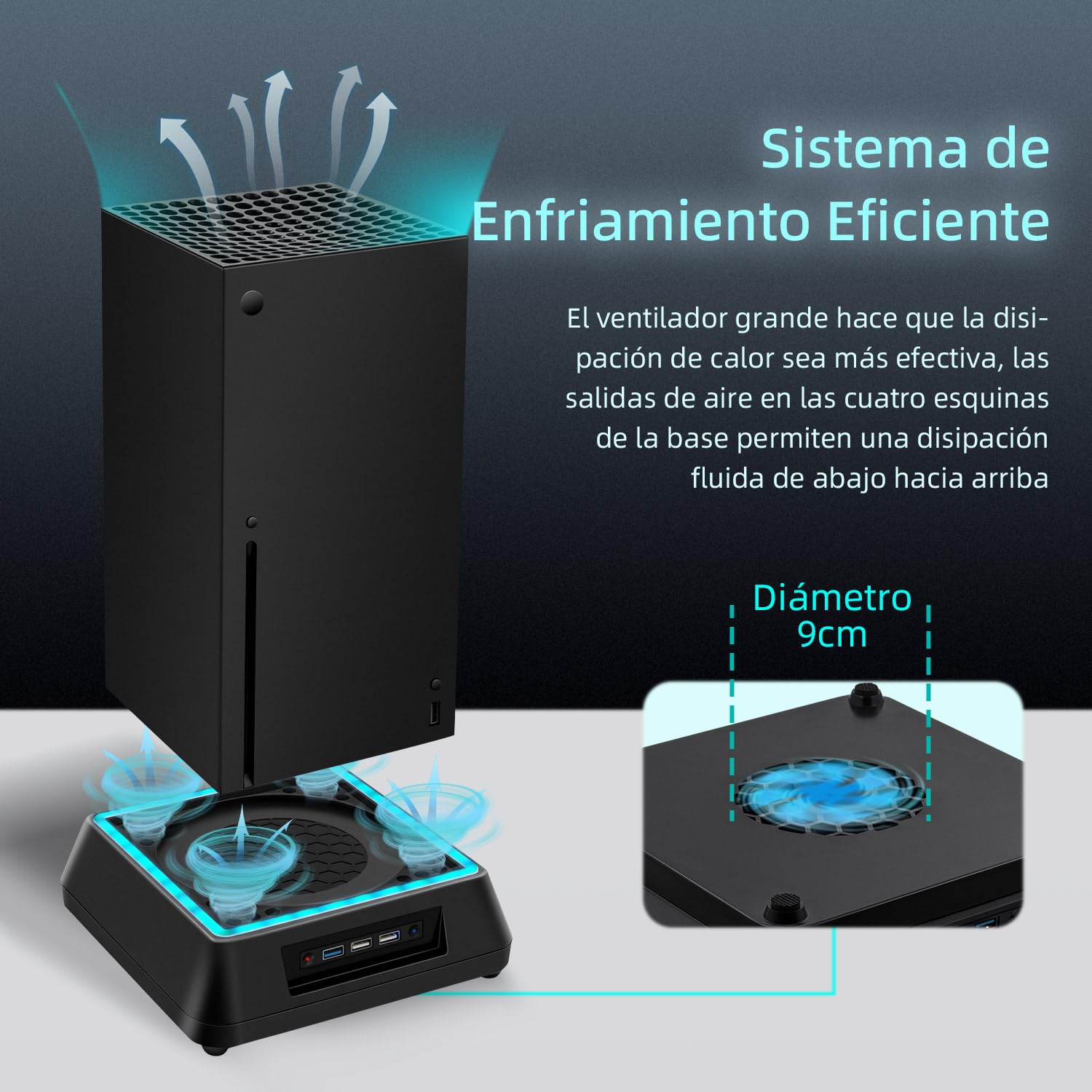 Mcbazel Xbox Series X Soporte de refrigeración con luz RGB/ Función de refrigeración ajustable/ Indicador LED / Puertos USB 3.0 /USB 2.0