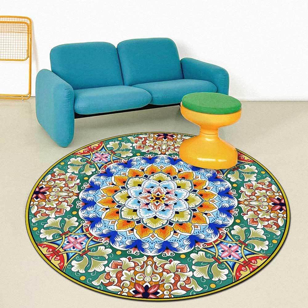 Tapis rond antidérapant et lavable pour sécuriser le sol de la salle à manger