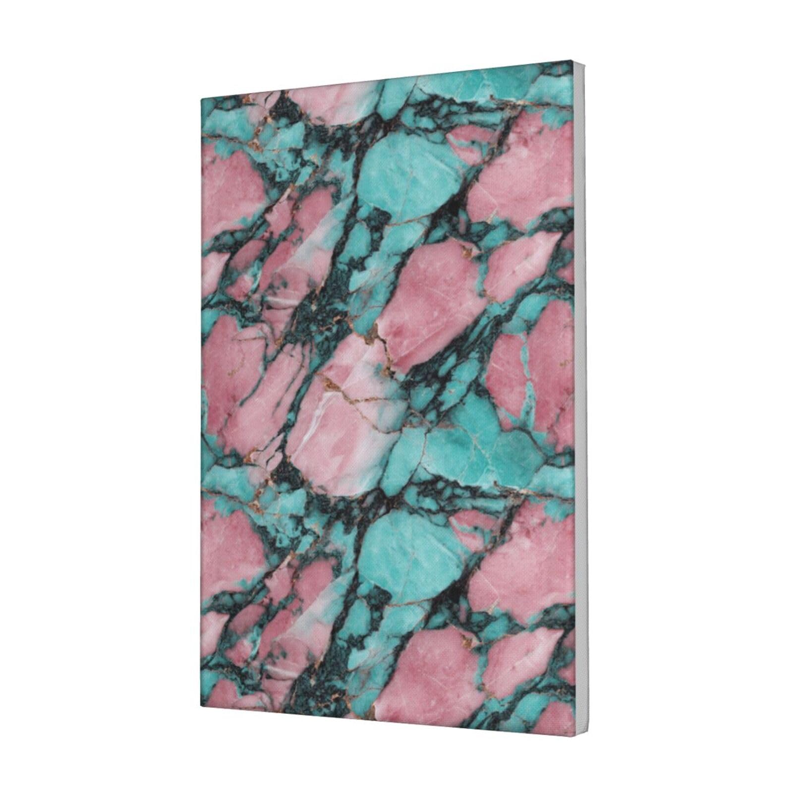 Woshuwo White Pink Turquoise Luxury Marble Canvas Wall Art Poster Aesthetic Print Painting For Dorm Bedroom Living Room,30X45cm Framed