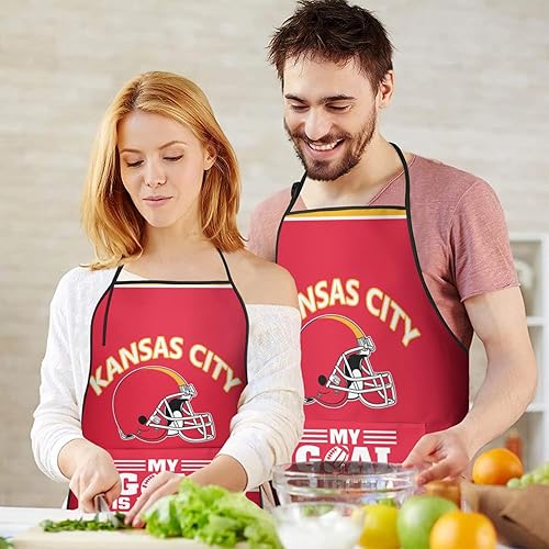 Miniatura 5 de Delantal de regalo para fanáticos del fútbol con 2 bolsillos para mujeres y hombres, delantal de cocina de chef de cocina, delantal de regalo para