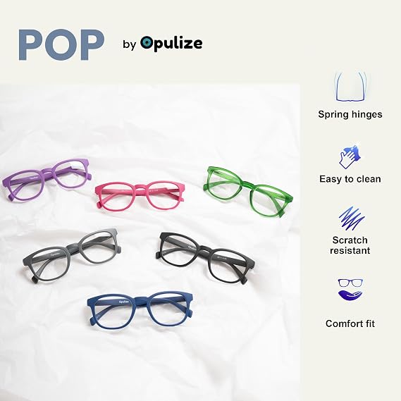 OPULIZE POP Reading Glasses for Women Men,Scratch Resistant Round Matt Frame with Spring Hinges, Grey +1.00 (Pack of 5)